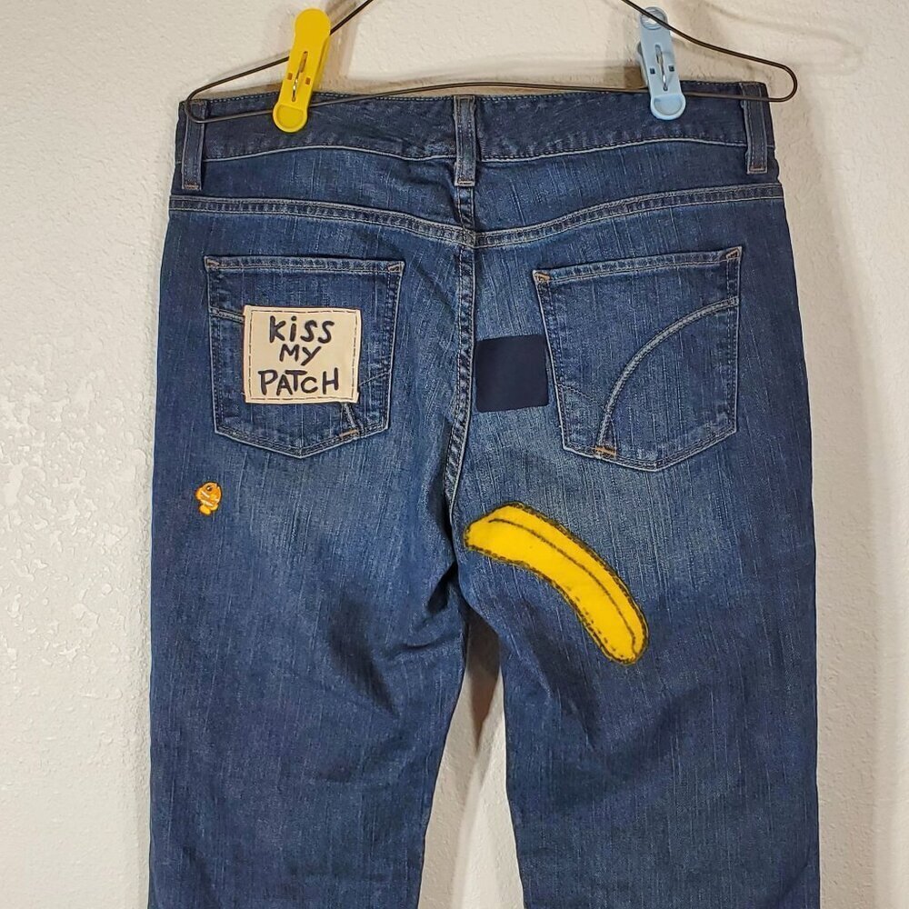 Eddie Bauer Womens 8L Flare Jeans 32x32 Repurposed Custom Patchwork Y2K 2009 - Picture 7 of 11